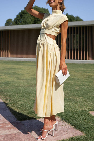Quincy | Robe midi avec découpe et poches