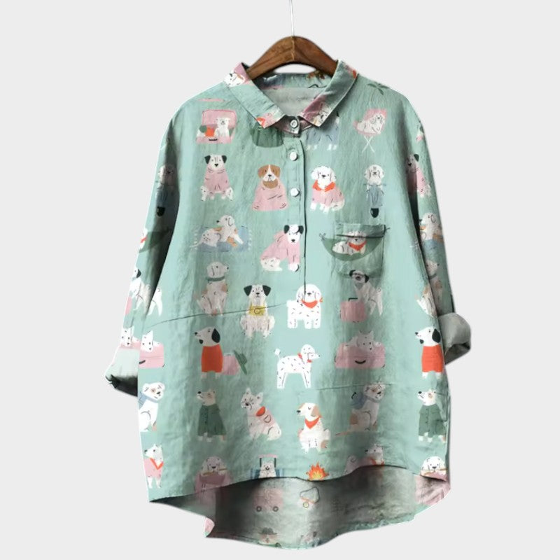 MARIANELLA | Blouse Oversize avec Imprimé Canin et Confort Quotidien pour un Style Joyeux