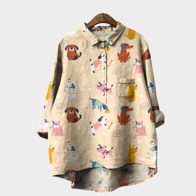 MARIANELLA | Blouse Oversize avec Imprimé Canin et Confort Quotidien pour un Style Joyeux