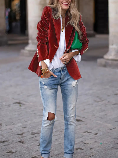 Blazer Vittoria retrò élégant à un bouton
