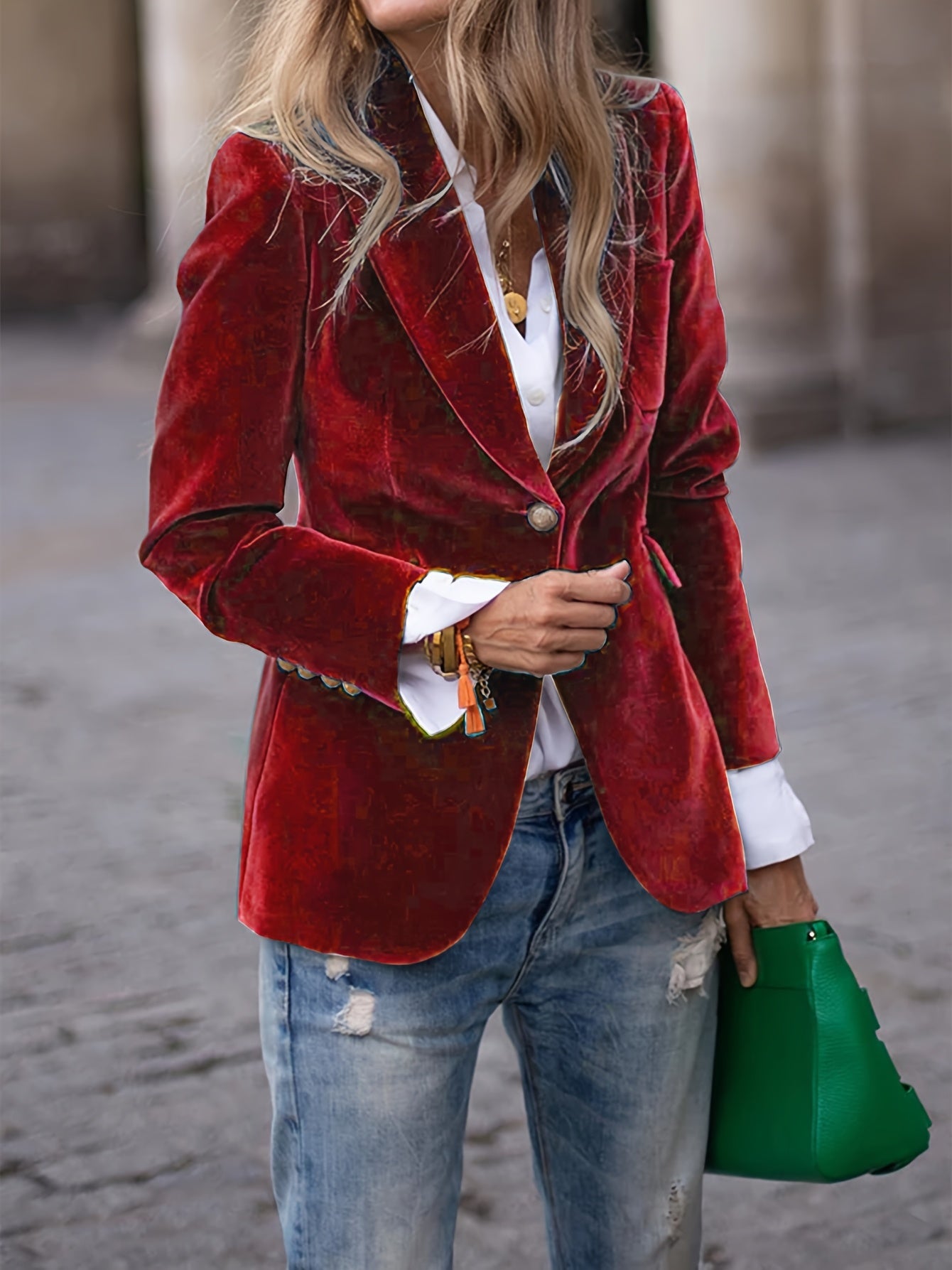 Blazer Vittoria retrò élégant à un bouton