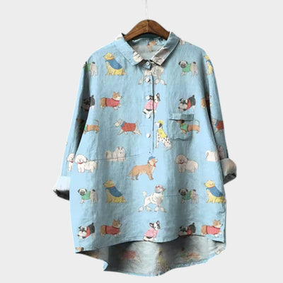 MARIANELLA | Blouse Oversize avec Imprimé Canin et Confort Quotidien pour un Style Joyeux