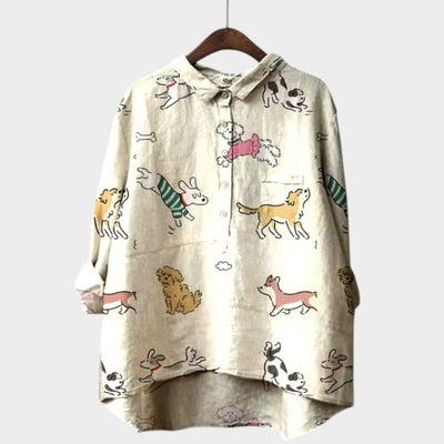 MARIANELLA | Blouse Oversize avec Imprimé Canin et Confort Quotidien pour un Style Joyeux