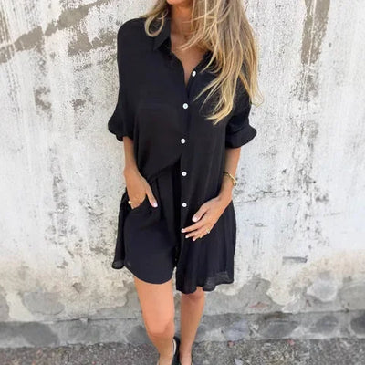 Nora™ | Ensemble Blouse Effen Décontractée avec Short