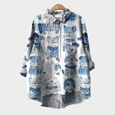 MARIANELLA | Blouse Oversize avec Imprimé Canin et Confort Quotidien pour un Style Joyeux